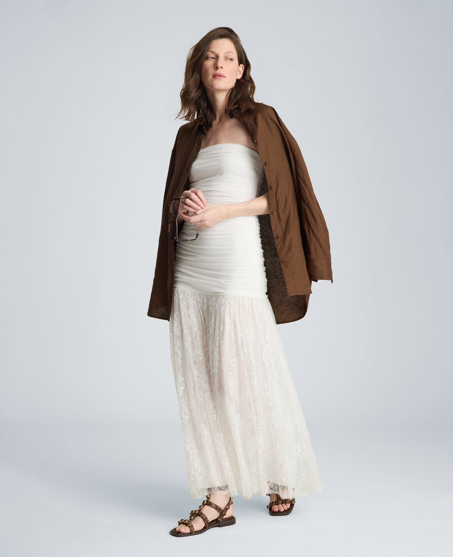 Strapless Mesh Maxi Dress