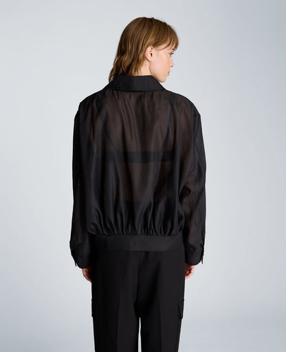 Collared Sheer Bomber Jacket