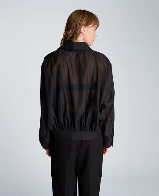 Collared Sheer Bomber Jacket