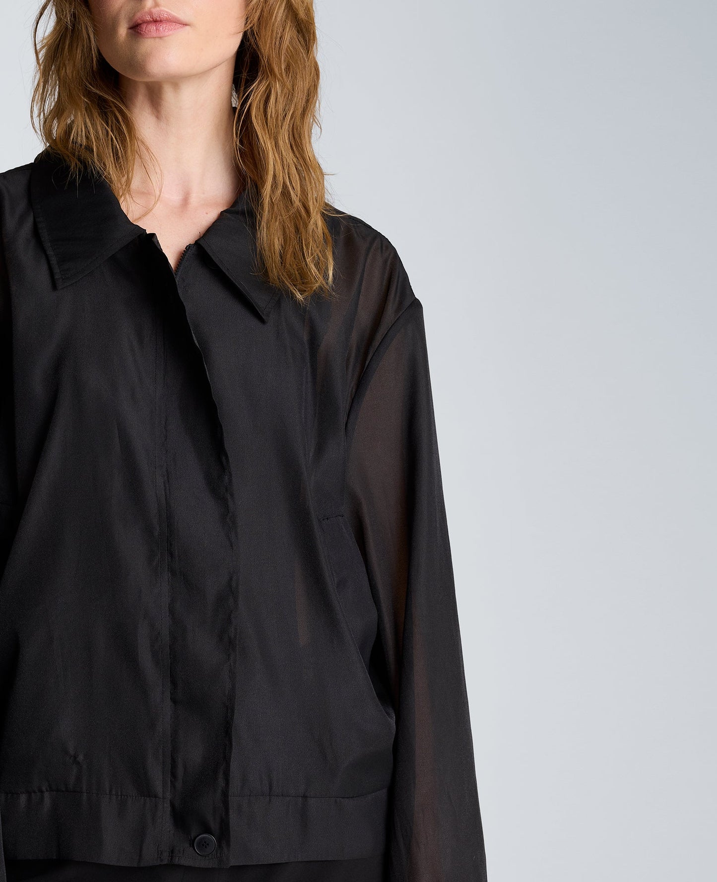 Collared Sheer Bomber Jacket