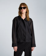 Collared Sheer Bomber Jacket