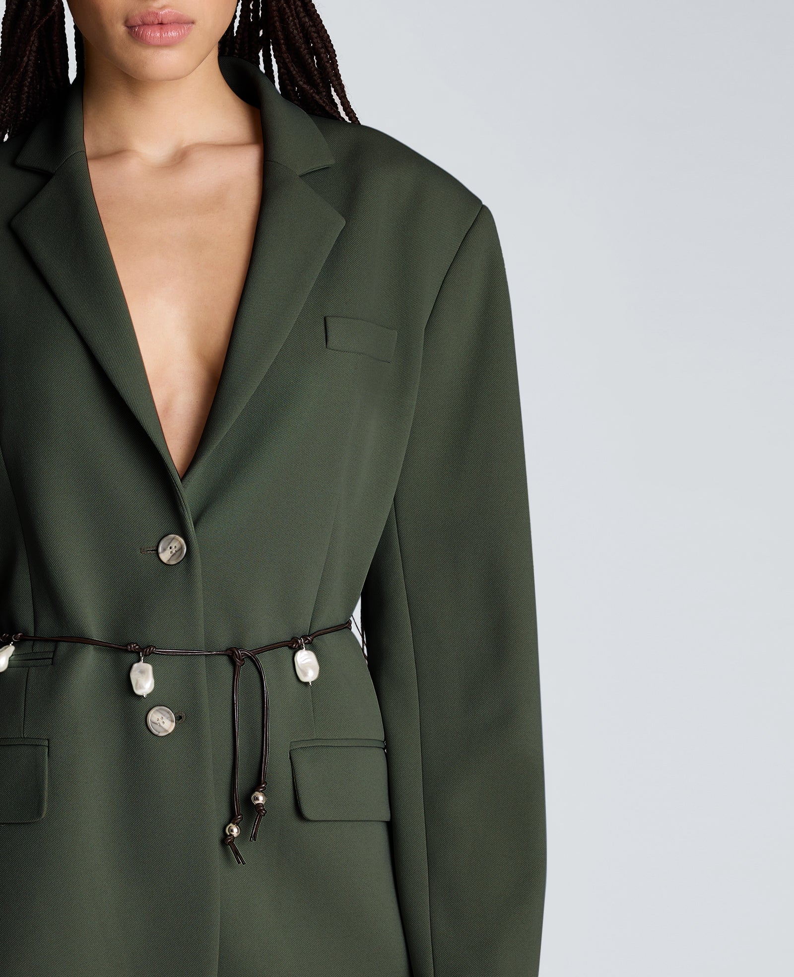 Two Button Boyfriend Jacket with Flap Pockets