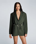 Two Button Boyfriend Jacket with Flap Pockets