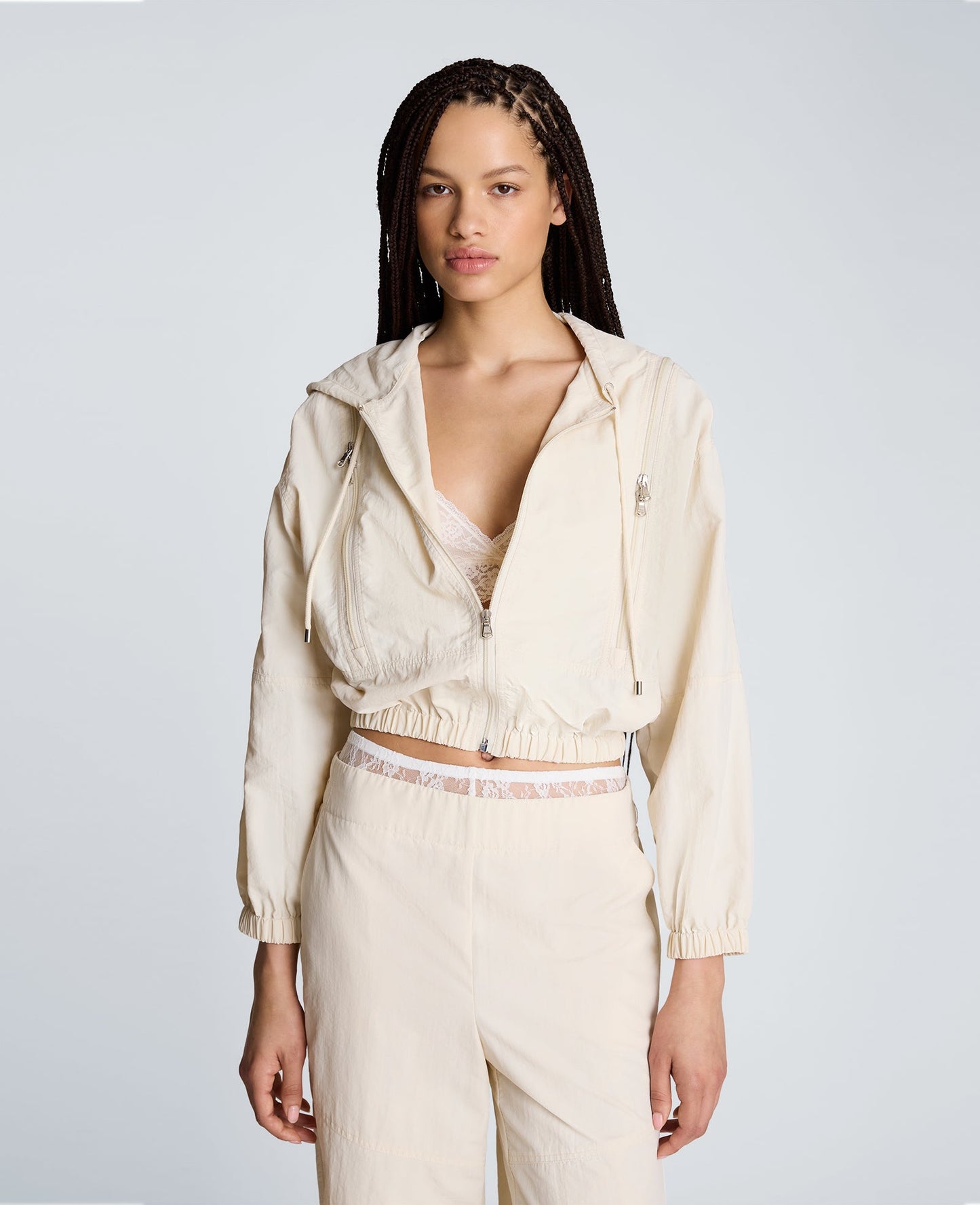 Zip Shoulder Hoodie with Front Zip