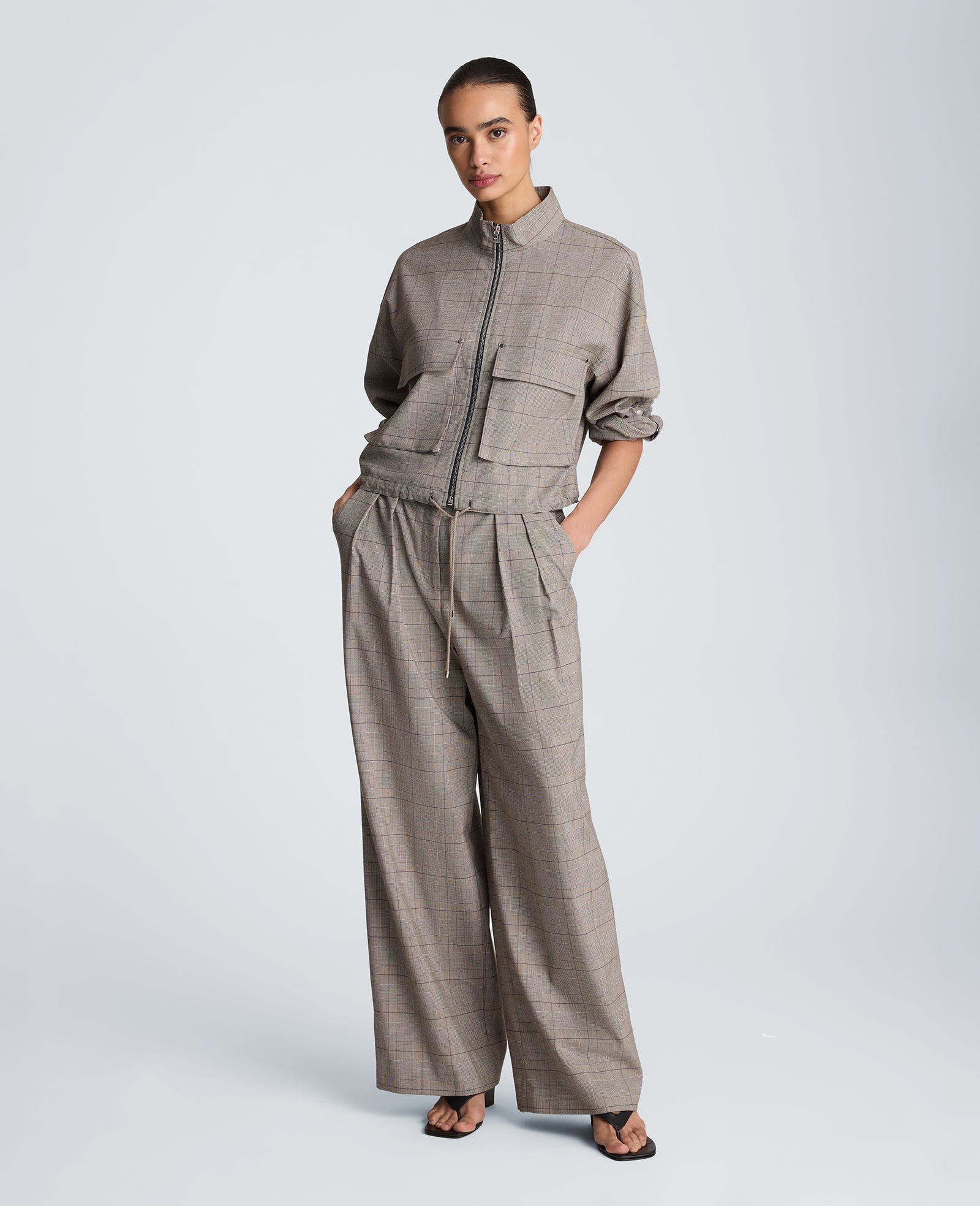 Draw Cord Jacket with Flap Pockets