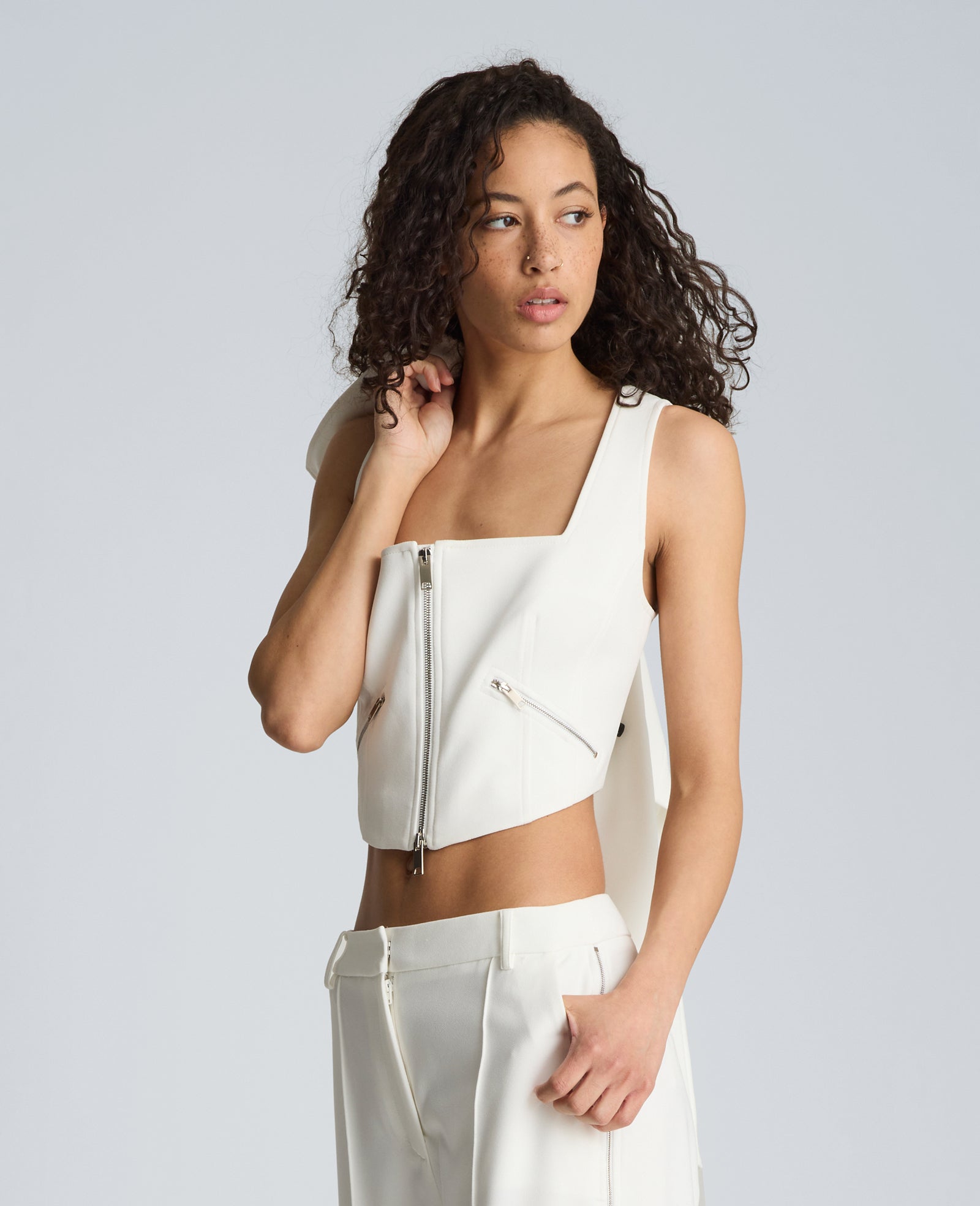 Fitted Zip Front Bodice with Zip Pockets