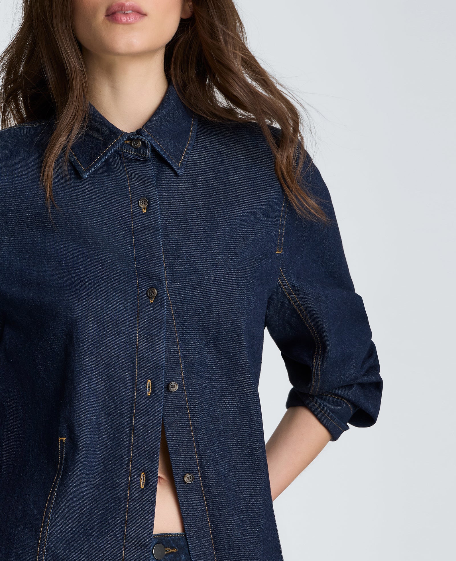 Button Down Shirt with Stitching