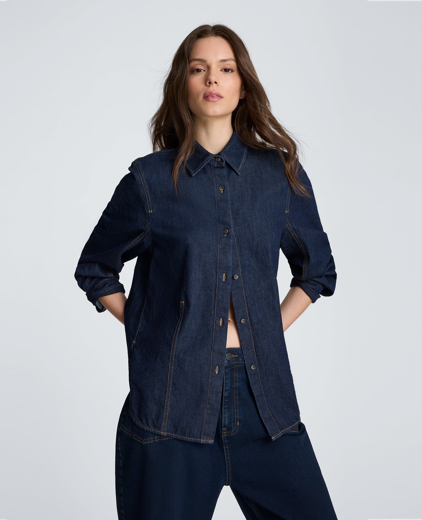 Button Down Shirt with Stitching