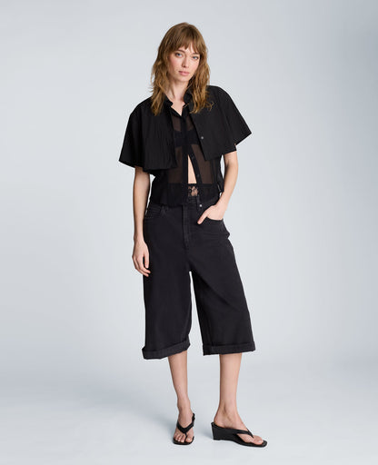 High Rise Fly Front Culotte Short