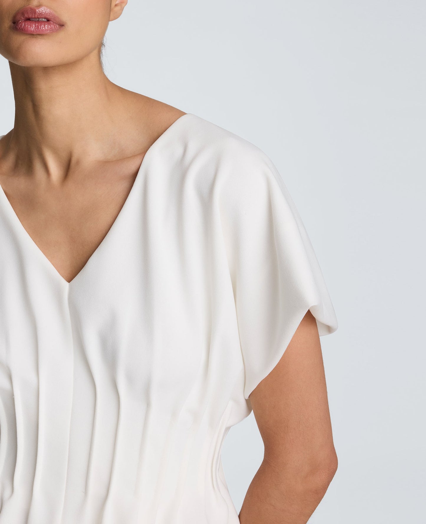 Pleated V-Neck Pullover Top
