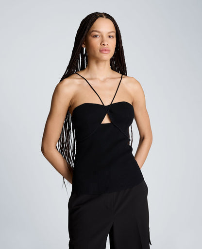 Ribbed Halter Sweater Tank