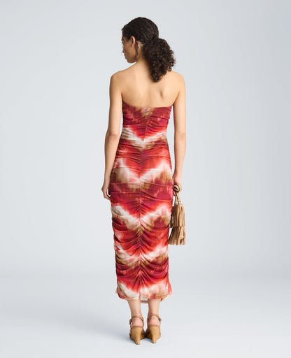 Strapless Ruched Midi Dress