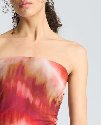 Strapless Ruched Midi Dress
