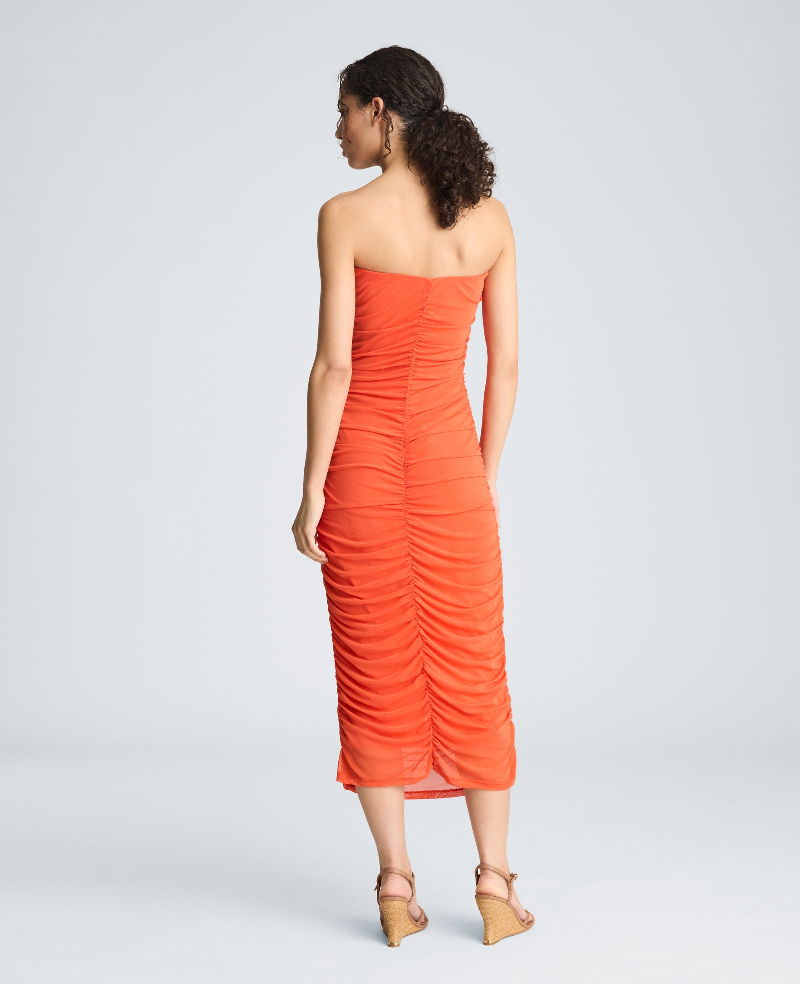 Strapless Ruched Midi Dress