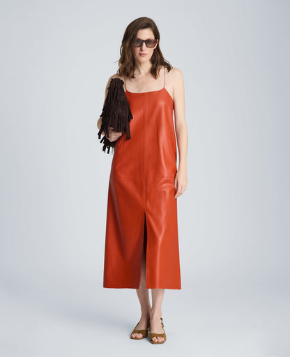 Metal Strap Midi Slip Dress