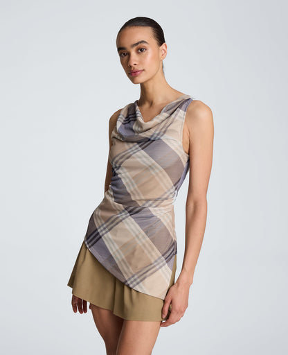 Asymmetrical Cowl Boat Neck Top