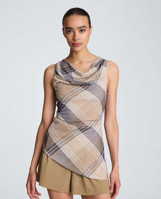 Asymmetrical Cowl Boat Neck Top