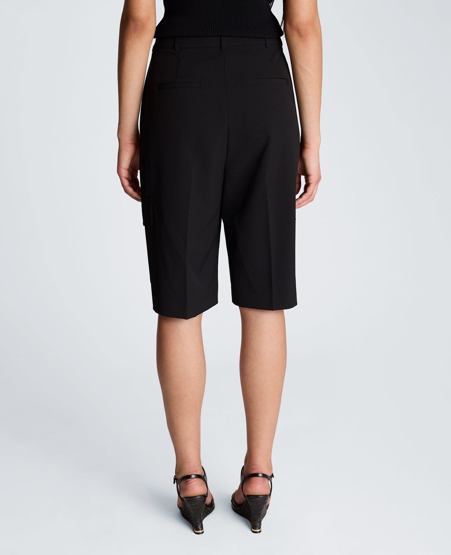 Fly Front High Rise Long Short with Cargo Pockets