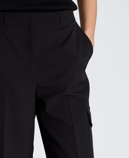Fly Front High Rise Long Short with Cargo Pockets