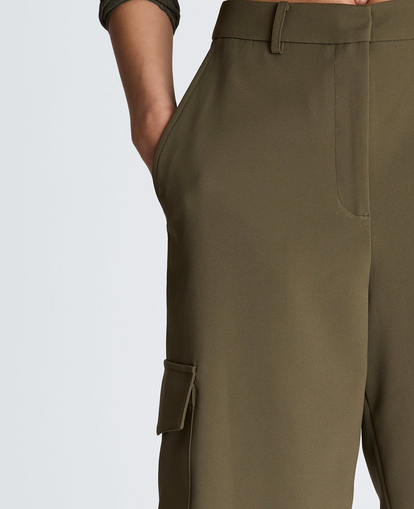 Fly Front High Rise Long Short with Cargo Pockets