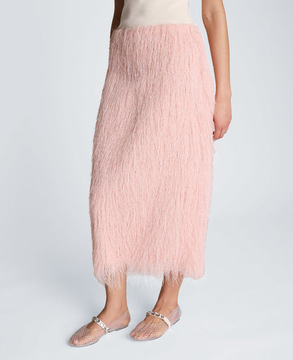 Feather Pull On Midi Skirt with Slit