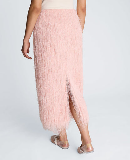 Feather Pull On Midi Skirt with Slit