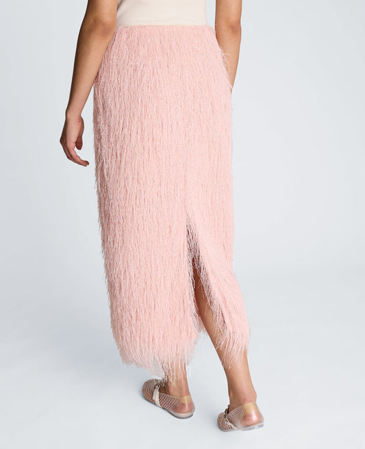 Feather Pull On Midi Skirt with Slit