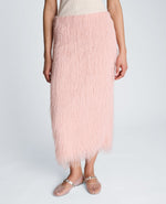 Feather Pull On Midi Skirt with Slit