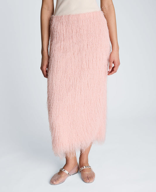 Feather Pull On Midi Skirt with Slit