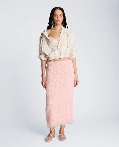 Feather Pull On Midi Skirt with Slit
