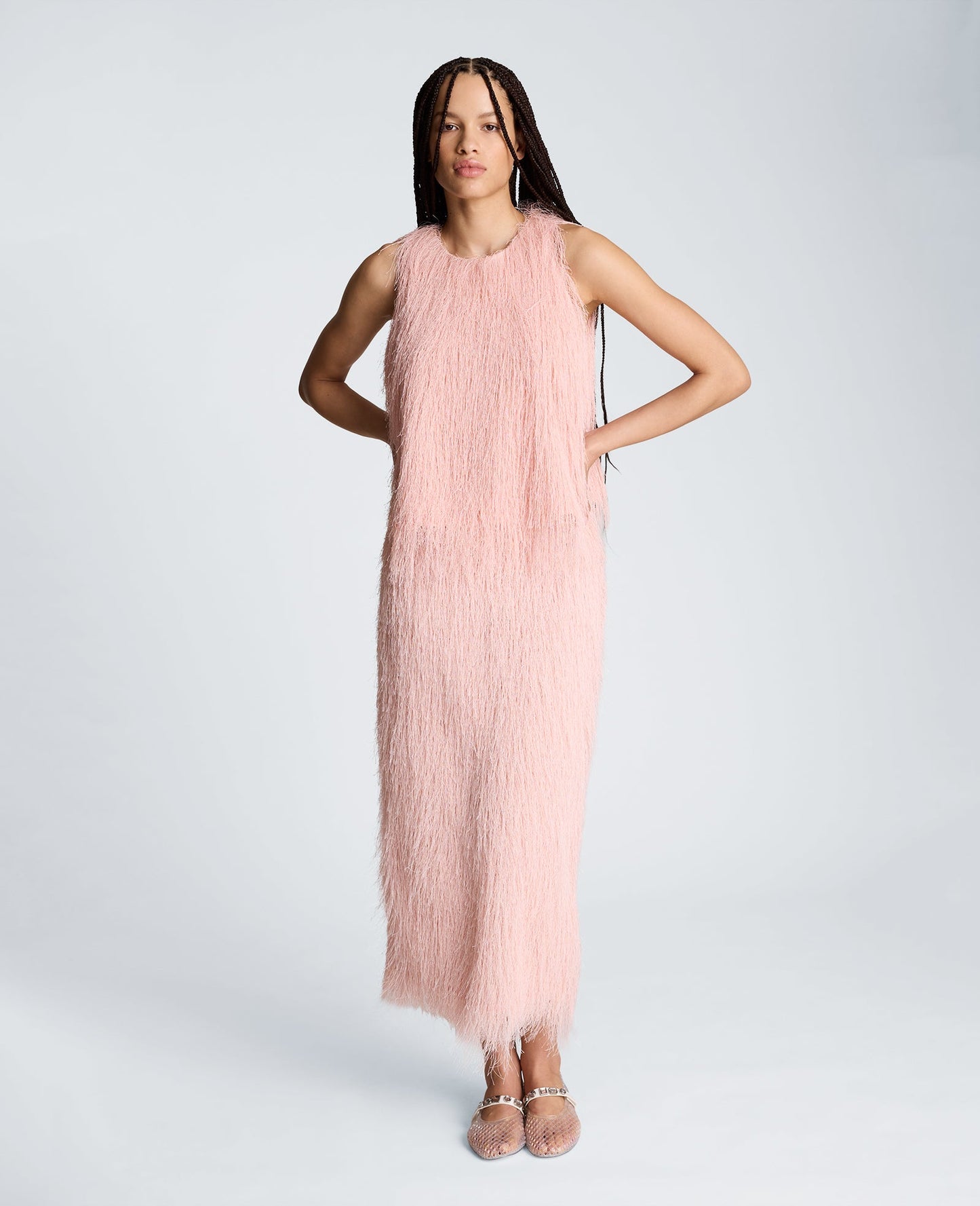 Feather Pull On Midi Skirt with Slit