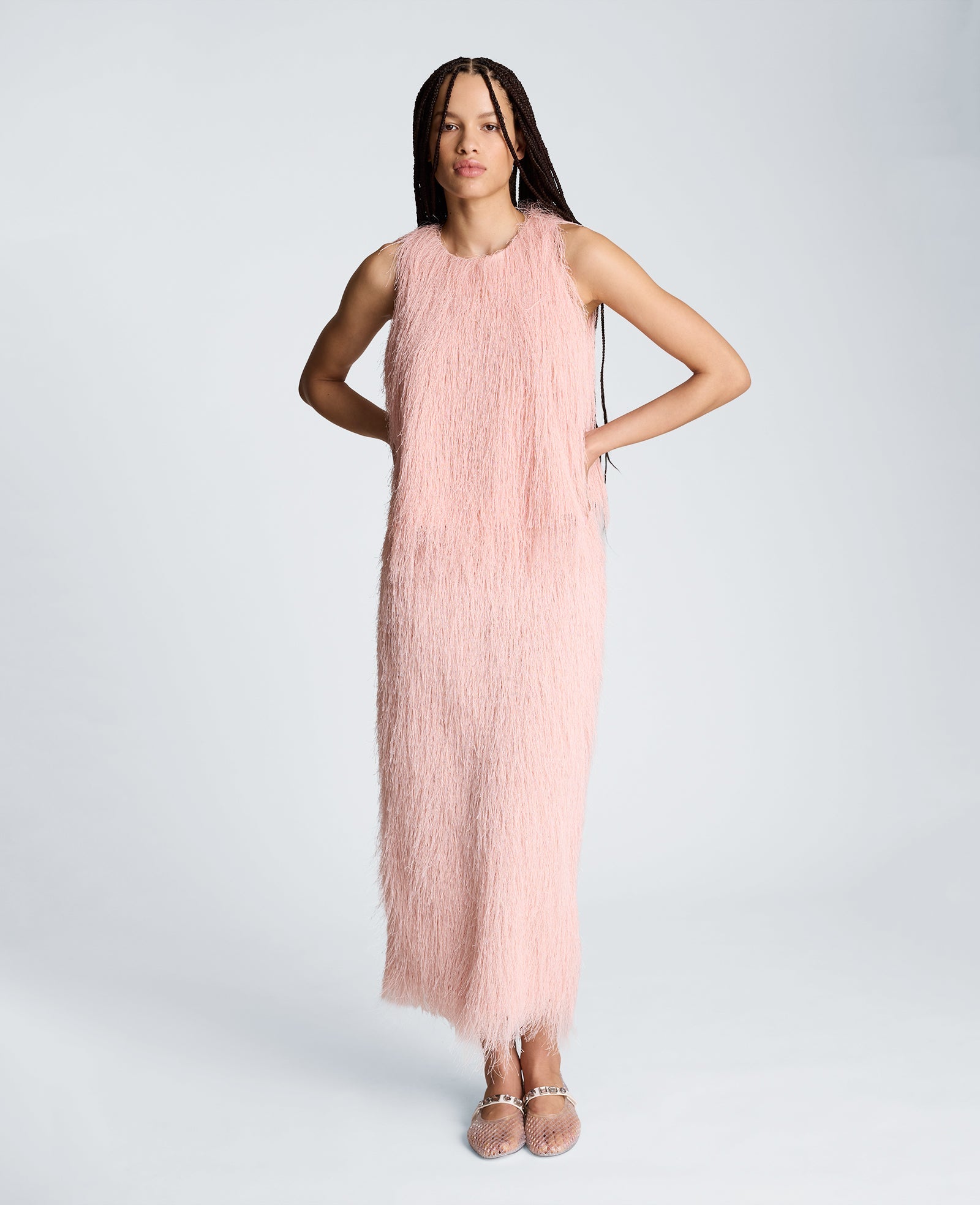 Feather Pull On Midi Skirt with Slit