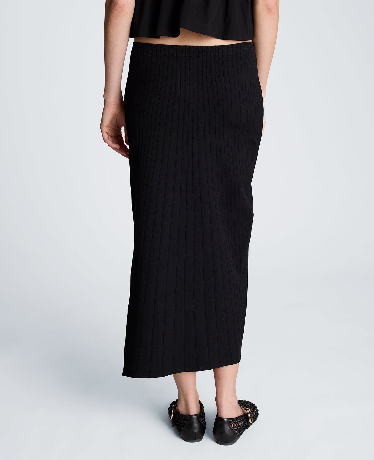 Pull On Midi Skirt with Side Slit