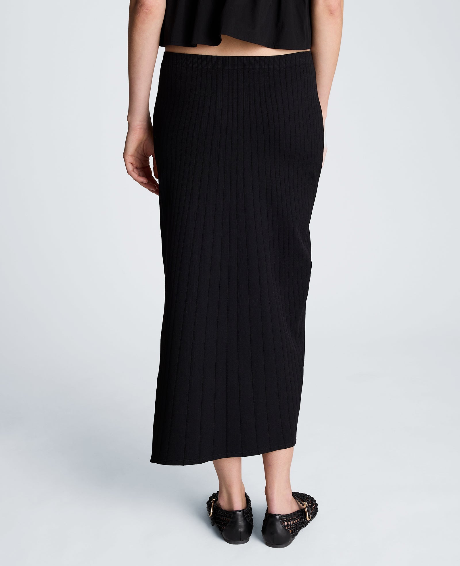 Pull On Midi Skirt with Side Slit