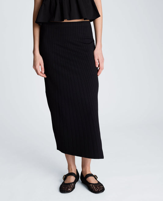 Pull On Midi Skirt with Side Slit