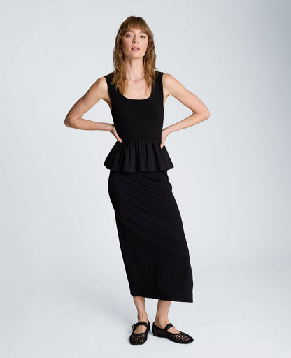 Pull On Midi Skirt with Side Slit