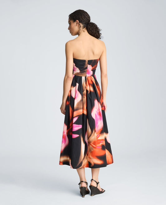 Ruched Strapless Midi Dress