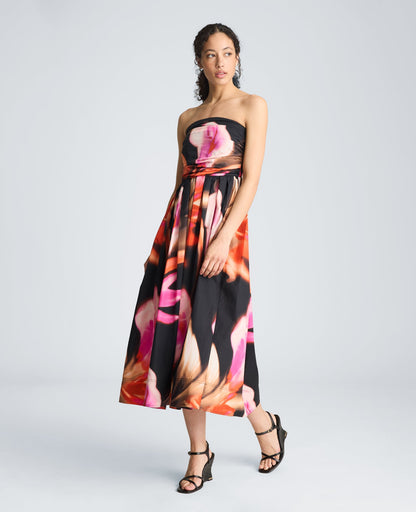 Ruched Strapless Midi Dress