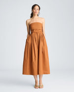Ruched Strapless Midi Dress