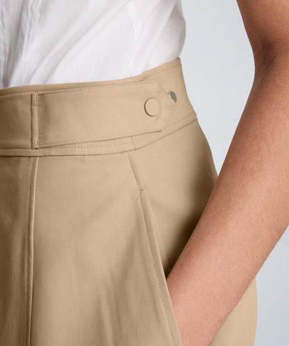 High Rise Fly Front Barrel Leg Pant