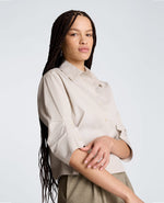 Cropped Shirt with Pleated 3/4 Sleeve