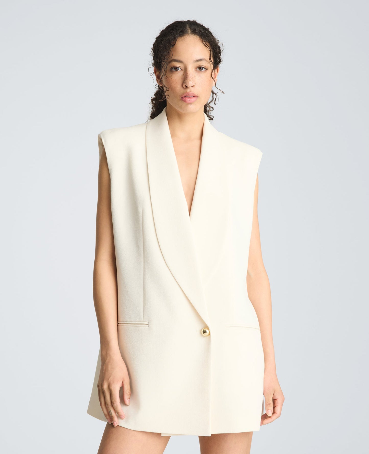Vest Mini Dress with Shawl Collar