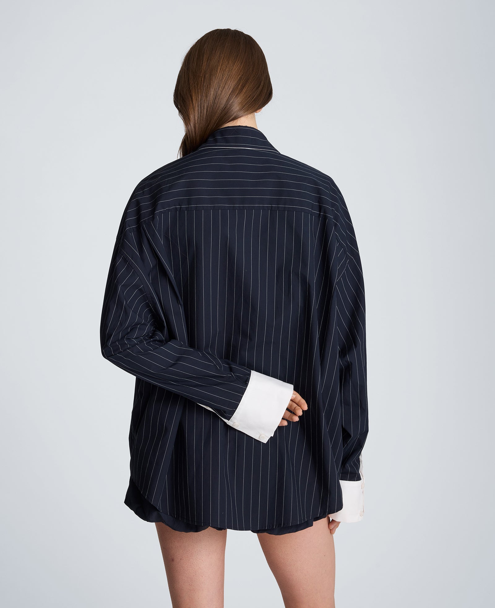 Long Sleeve Button Front Shirt with Contrast Details