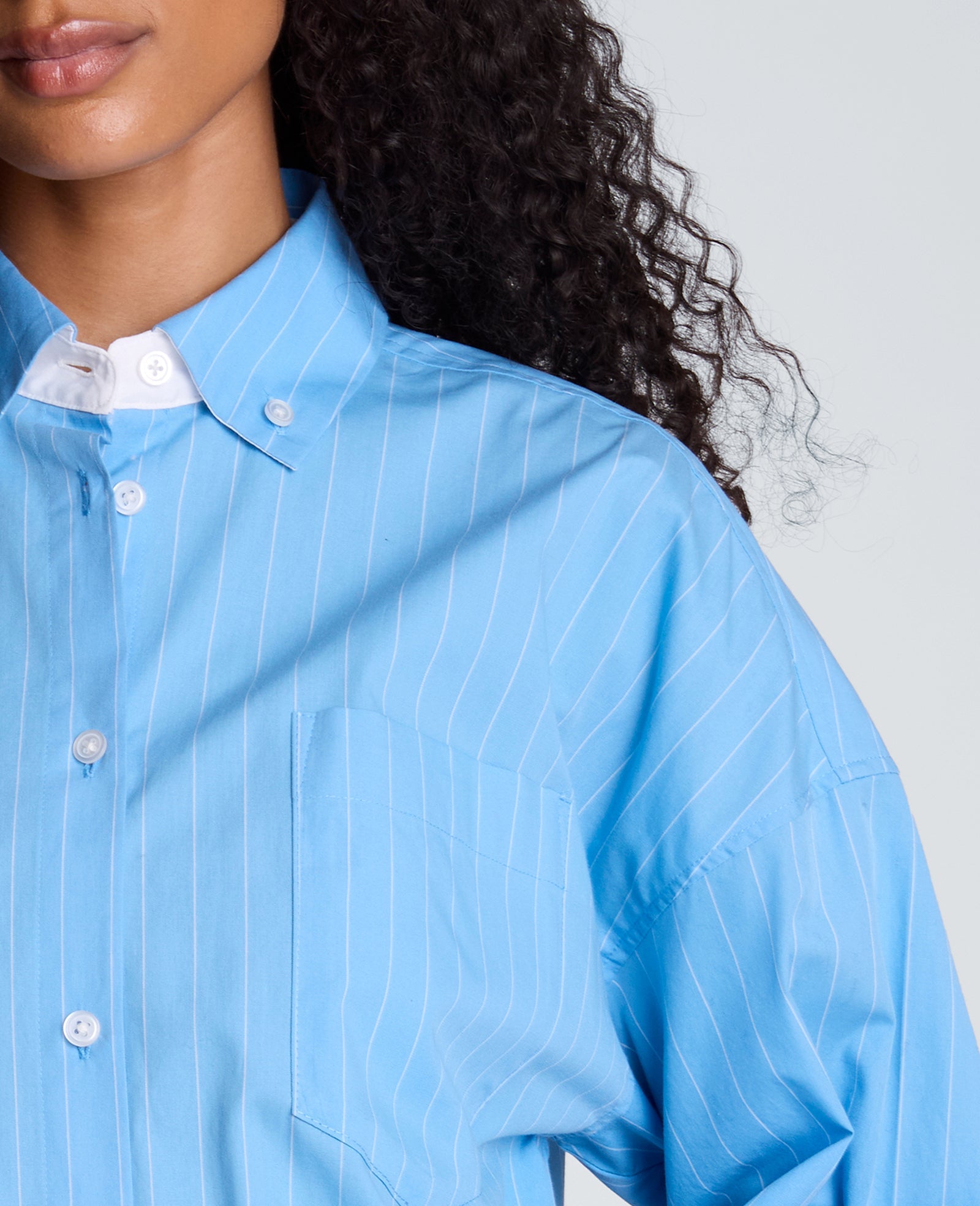 Long Sleeve Button Front Shirt with Contrast Details