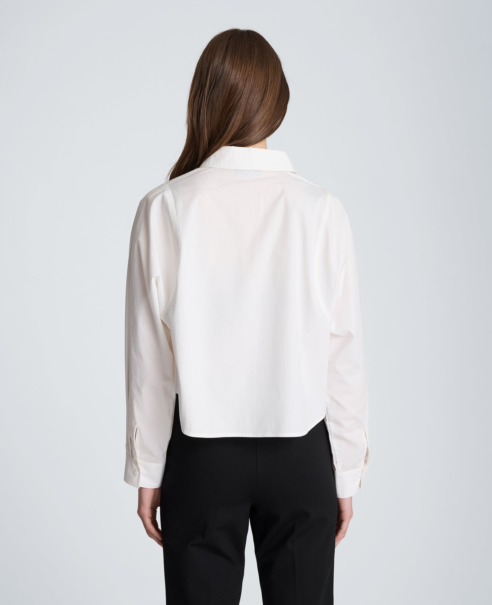 Exaggerated Armhole Cropped Long Sleeve Button Front Shirt