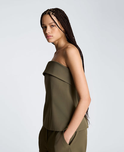 Sleeveless Bustier Top with Top Edge Overlay