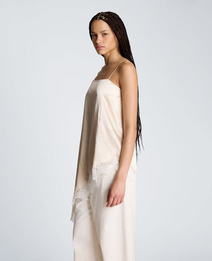 Asymmetric Lace Hem Tunic Cami