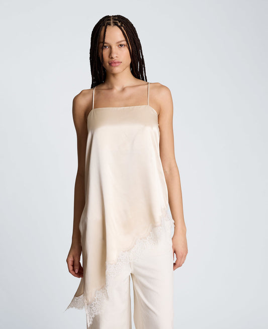 Asymmetric Lace Hem Tunic Cami