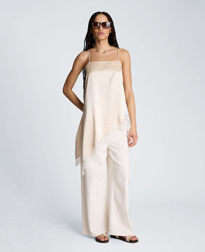 Asymmetric Lace Hem Tunic Cami