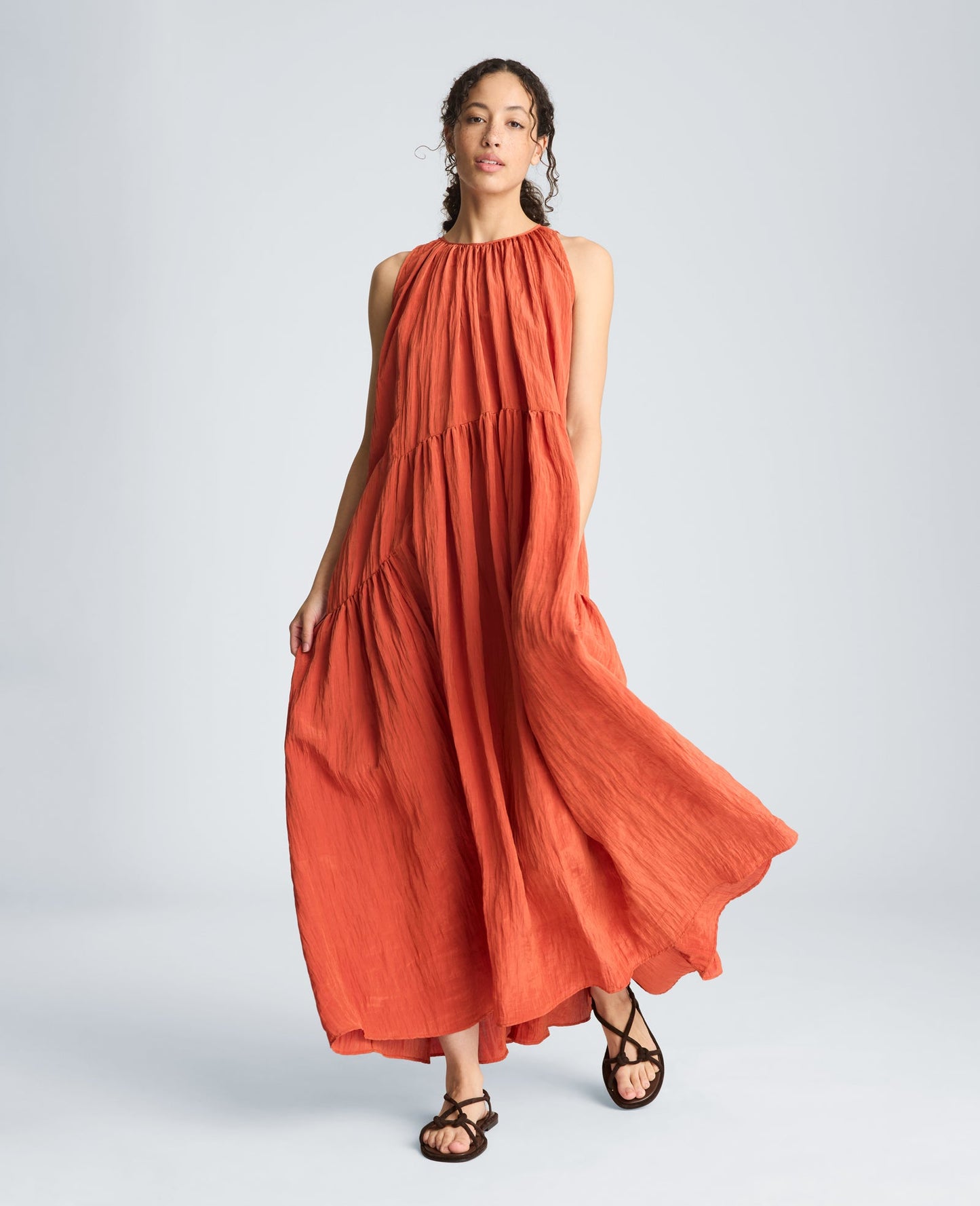 Gathered Halter Neck Maxi Dress